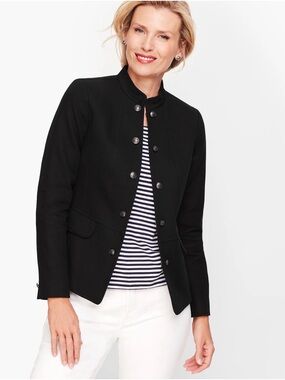 Talbots Black Military-Style Button Blazer 10